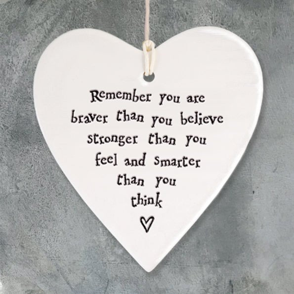 Braver Stronger Smarter Ceramic Heart | 9cm x 9.5cm - Give And Glow