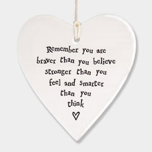 Braver Stronger Smarter Ceramic Heart | 9cm x 9.5cm - Give And Glow