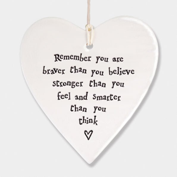 Braver Stronger Smarter Ceramic Heart | 9cm x 9.5cm - Give And Glow