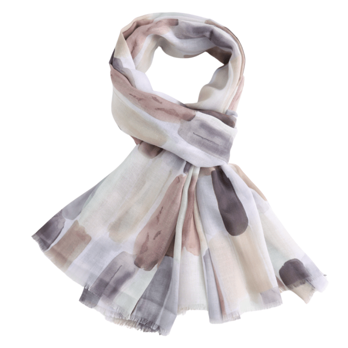 Brush Strokes Scarf Mushroom | 185cm x 80cm | Lightweight Polyester - Give And Glow