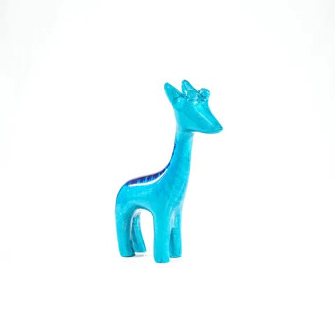 Brushed Aqua Giraffe Medium Ornament | 12cm | Recycled Aluminium - Give And Glow