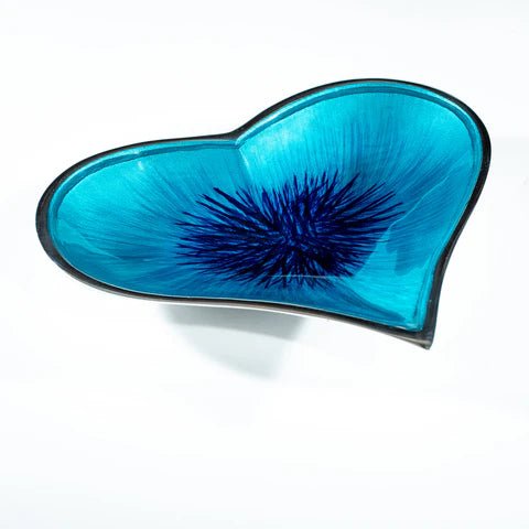 Brushed Aqua Heart Dish Large | 25cm x 24cm | Recycled Aluminium - Give And Glow