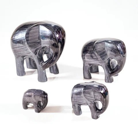 Brushed Black Elephant Small Ornament | 5cm | Recycled Aluminium - Give And Glow