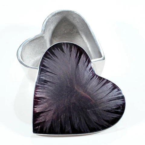 Brushed Black Heart Trinket Box | 10cm x 9.5cm | Recycled Aluminium - Give And Glow