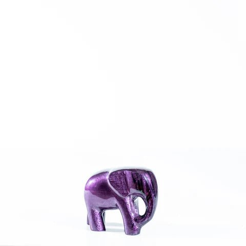 Brushed Purple Elephant Medium Ornament | 7cm | Recycled Aluminium - Give And Glow
