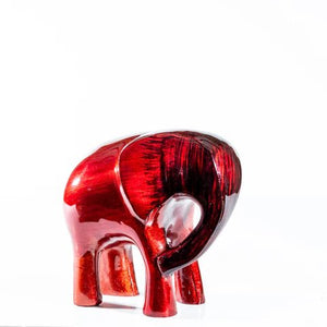 Brushed Red Elephant XL Ornament | 12cm | Recycled Aluminium - Give And Glow