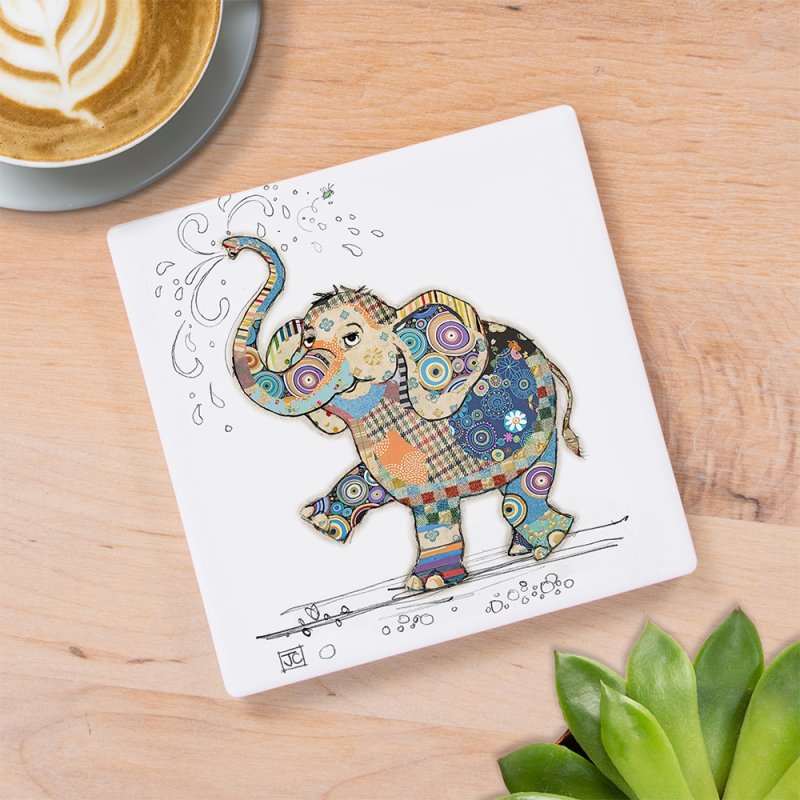 Bug Art Eddie Elephant Coaster – 10cm x 10cm - Give And Glow