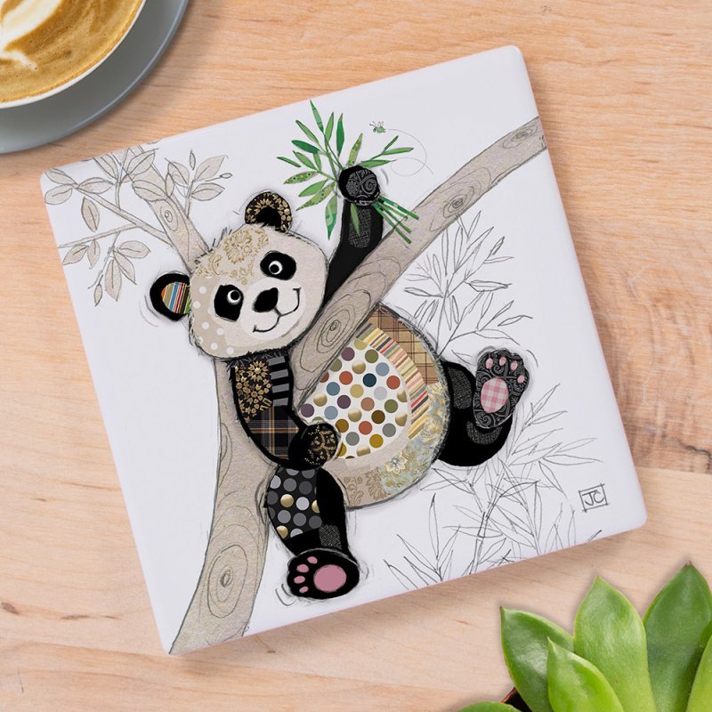 Bug Art Po Zi Panda Coaster – 10cm x 10cm - Give And Glow
