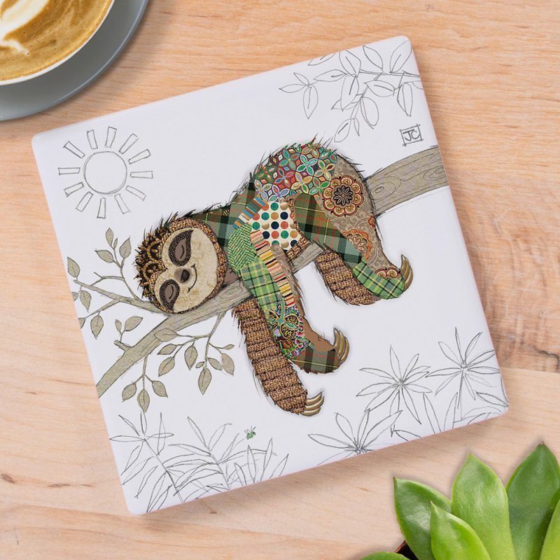 Bug Art Simon Sloth Coaster – 10cm x 10cm - Give And Glow