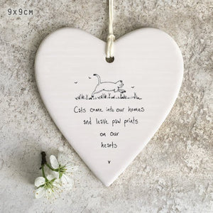 Cat Paw Prints On Hearts Wobbly Ripple Heart | 9cm x 9cm - Give And Glow