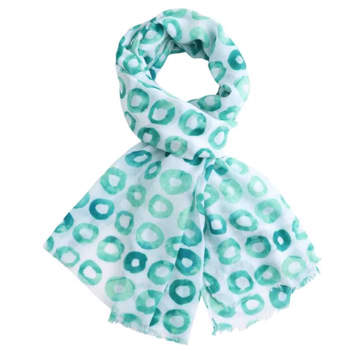 Circles Scarf Green | 185cm x 80cm | Lightweight Polyester - Give And Glow
