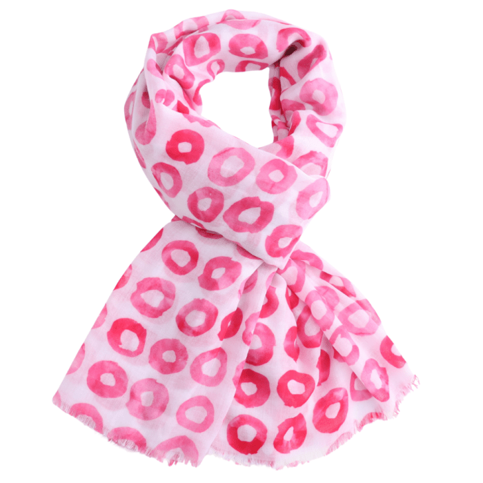Circles Scarf Pink | 185cm x 80cm | Lightweight Polyester - Give And Glow