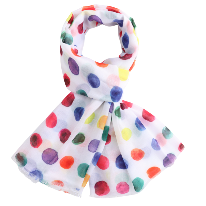 Colourful Dots Scarf | 185cm x 80cm | Lightweight Polyester - Give And Glow