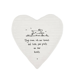 Dogs Leave Paw Prints on Our Hearts – Ceramic Heart Coaster | 10cm x 11cm - Give And Glow