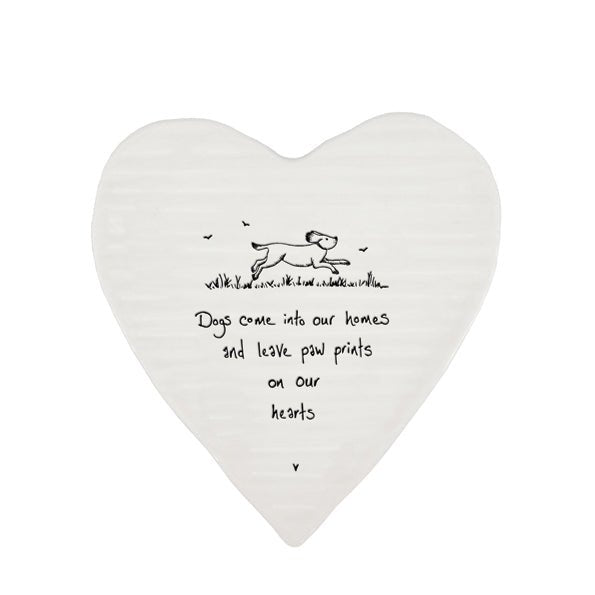 Dogs Leave Paw Prints on Our Hearts – Ceramic Heart Coaster | 10cm x 11cm - Give And Glow