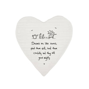 Dreams Are Like Acorns – Ceramic Heart Coaster | 10cm x 11cm - Give And Glow