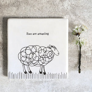 Ewe Are Amazing – Square Ceramic Coaster | 10.5cm - Give And Glow
