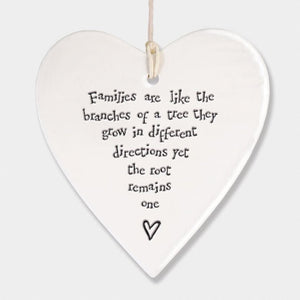 Families Like Branches Ceramic Heart | 9cm x 9.5cm - Give And Glow