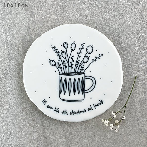 Fill Your Life With Adventures – Round Ceramic Coaster | 10cm x 10cm - Give And Glow