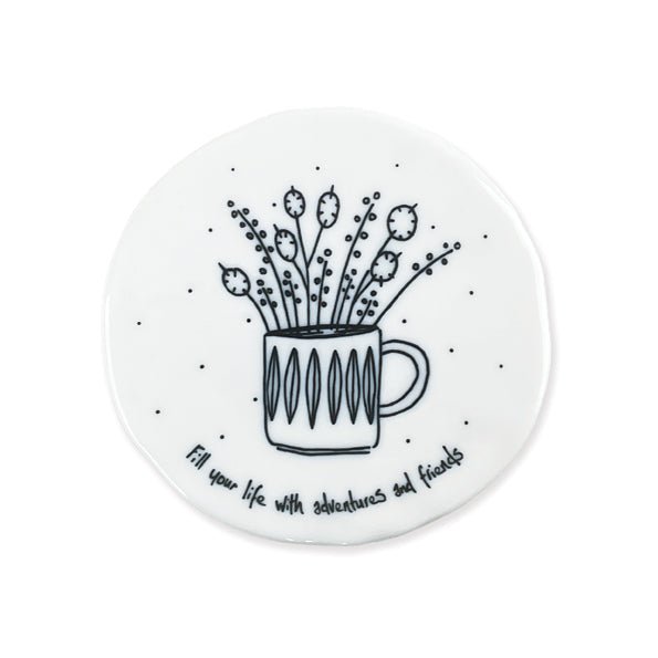 Fill Your Life With Adventures – Round Ceramic Coaster | 10cm x 10cm - Give And Glow