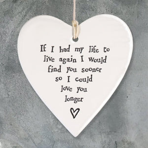 Find You Sooner Love You Longer Ceramic Heart | 9cm x 9.5cm - Give And Glow