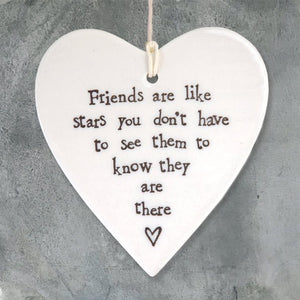 Friends Are Like Stars Hanging Ceramic Heart | 9cm x 9.5cm - Give And Glow
