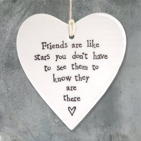 Friends Are Like Stars Hanging Ceramic Heart | 9cm x 9.5cm - Give And Glow