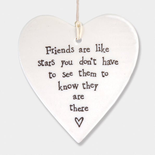 Friends Are Like Stars Hanging Ceramic Heart | 9cm x 9.5cm - Give And Glow
