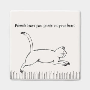 Friends Leave Paw Prints on Your Heart – Square Ceramic Coaster | 10.5cm - Give And Glow