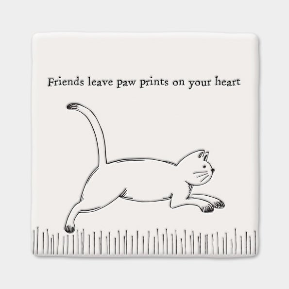 Friends Leave Paw Prints on Your Heart – Square Ceramic Coaster | 10.5cm - Give And Glow