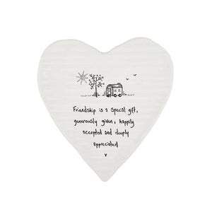 Friendship Is a Special Gift – Ceramic Heart Coaster | 10cm x 11cm - Give And Glow