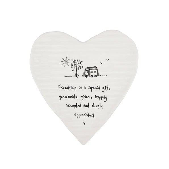 Friendship Is a Special Gift – Ceramic Heart Coaster | 10cm x 11cm - Give And Glow