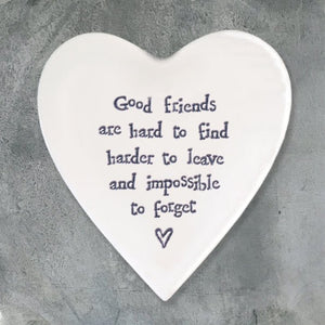 Good Friends Are Hard To Find – Ceramic Heart Coaster | 10cm x 11cm - Give And Glow