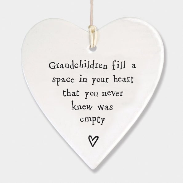 Grandchildren Fill Your Heart Ceramic Heart | 9cm x 9.5cm - Give And Glow