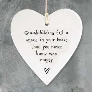 Grandchildren Fill Your Heart Ceramic Heart | 9cm x 9.5cm - Give And Glow