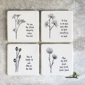 Happiness Is Just a Biscuit Away – Square Ceramic Coaster | 10.5cm - Give And Glow