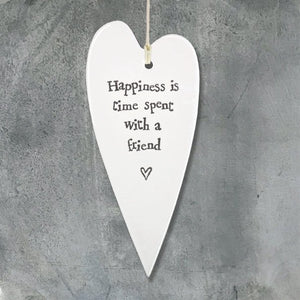 Happiness Is Time With a Friend Ceramic Heart | 13cm x 6cm - Give And Glow