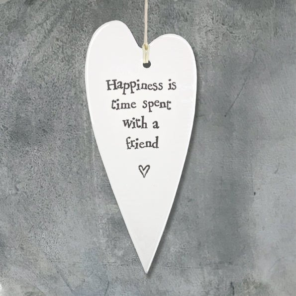 Happiness Is Time With a Friend Ceramic Heart | 13cm x 6cm - Give And Glow
