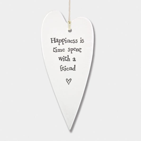 Happiness Is Time With a Friend Ceramic Heart | 13cm x 6cm - Give And Glow