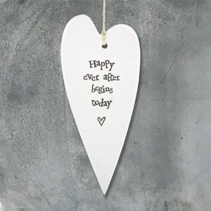 Happy Ever After Begins Today Ceramic Heart | 13cm x 6cm - Give And Glow