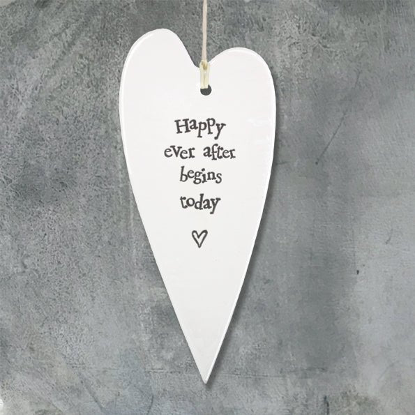 Happy Ever After Begins Today Ceramic Heart | 13cm x 6cm - Give And Glow