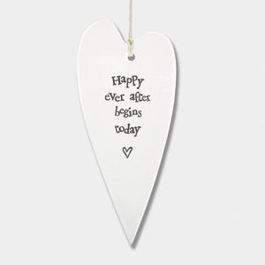 Happy Ever After Begins Today Ceramic Heart | 13cm x 6cm - Give And Glow