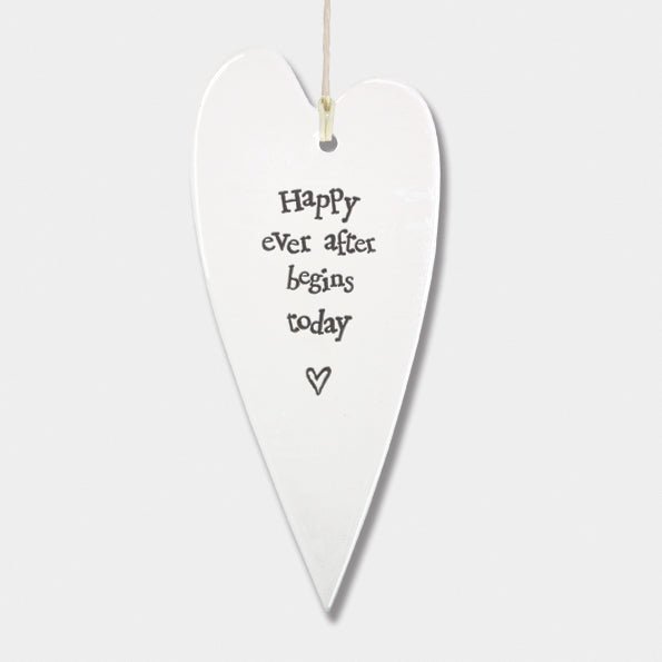 Happy Ever After Begins Today Ceramic Heart | 13cm x 6cm - Give And Glow