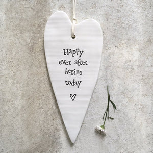 Happy Ever After Begins Today Ceramic Heart | 13cm x 6cm - Give And Glow