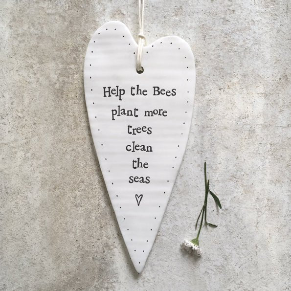 Help The Bees Plant More Trees Long Wobbly Ripple Heart | 6cm x 13.7cm - Give And Glow