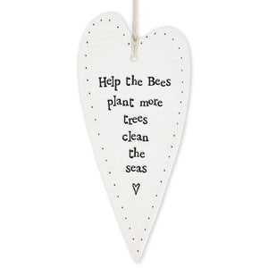 Help The Bees Plant More Trees Long Wobbly Ripple Heart | 6cm x 13.7cm - Give And Glow
