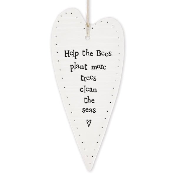 Help The Bees Plant More Trees Long Wobbly Ripple Heart | 6cm x 13.7cm - Give And Glow