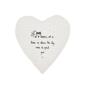 Home Is Where the Dog Runs – Ceramic Heart Coaster | 10cm x 11cm - Give And Glow