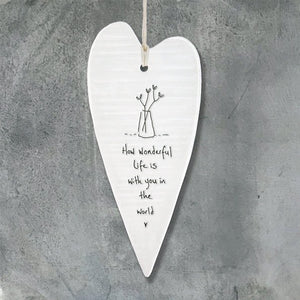 How Wonderful Life Is With You Long Wobbly Ripple Heart | 6cm x 13.7cm - Give And Glow