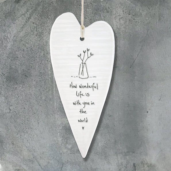 How Wonderful Life Is With You Long Wobbly Ripple Heart | 6cm x 13.7cm - Give And Glow